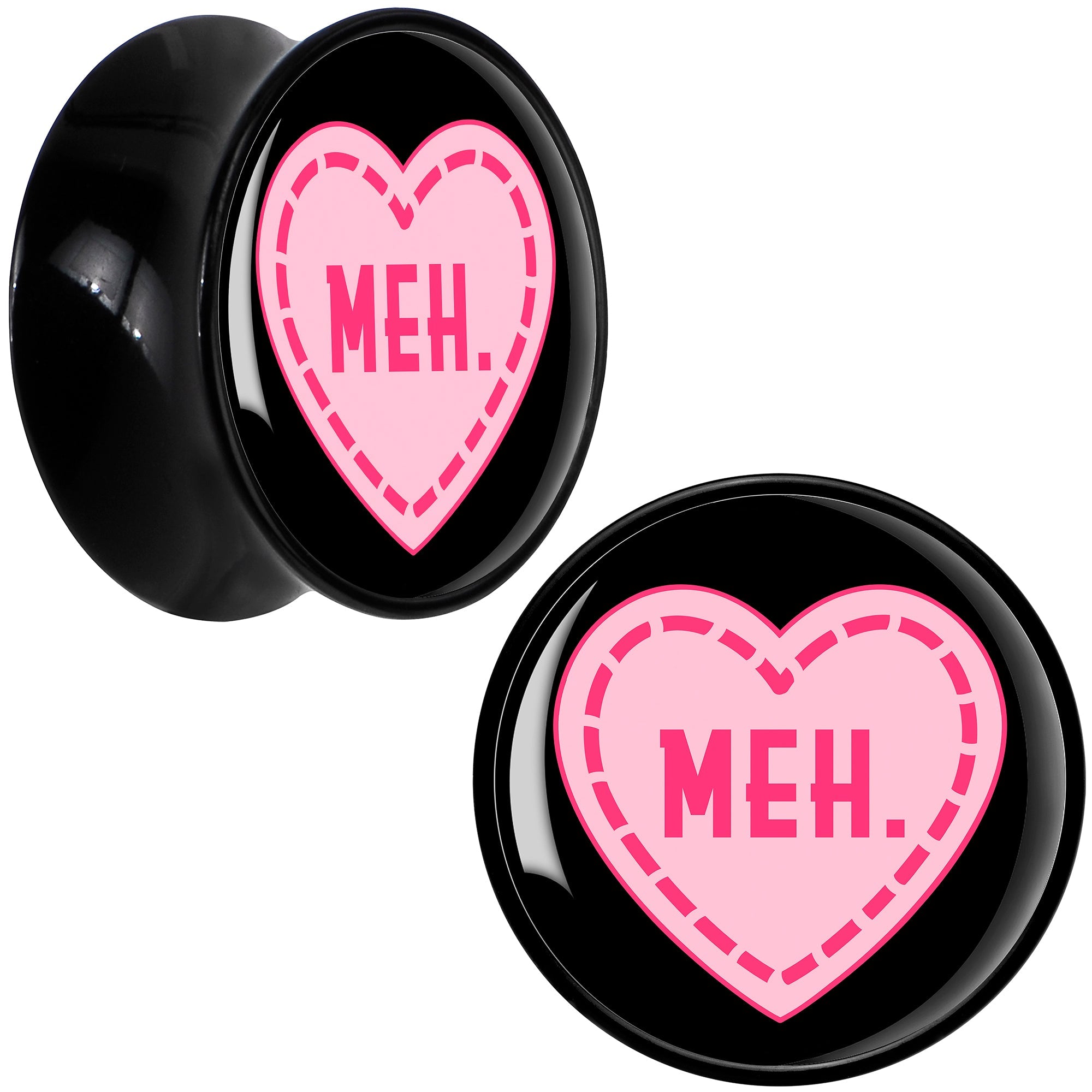 BodyCandy MEH Heart Black Acrylic Saddle Plug Set by Onyx O — size reference