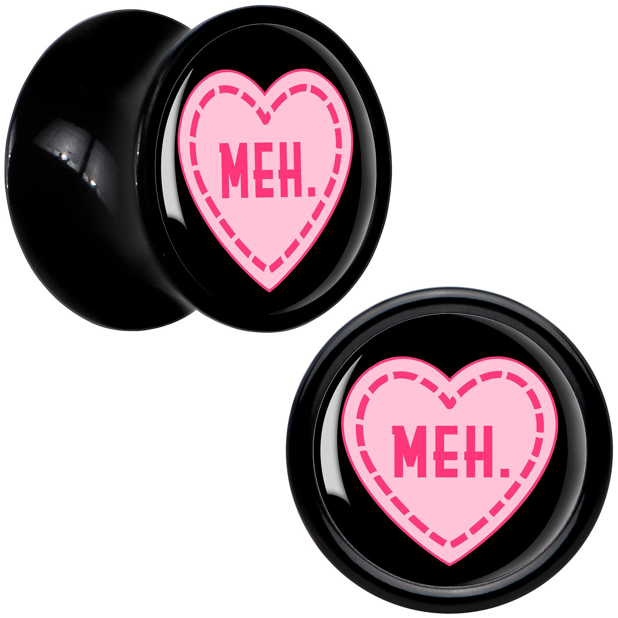 BodyCandy MEH Heart Black Acrylic Saddle Plug Set by Onyx O — color detail