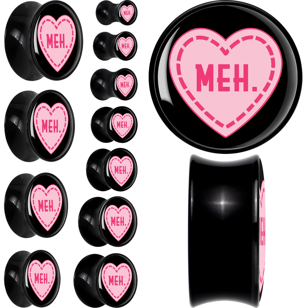 BodyCandy MEH Heart Black Acrylic Saddle Plug Set by Onyx O — main product shot