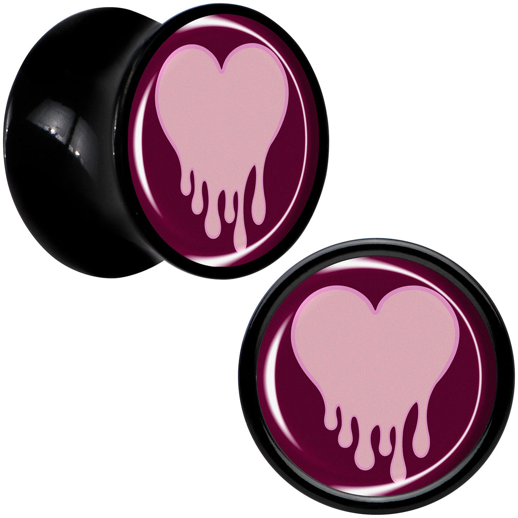 BodyCandy Pinkish Melting Heart Black Acrylic Saddle Plug Set by Onyx O — alternative angle