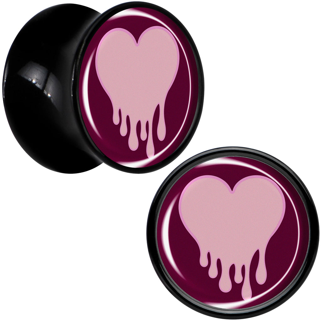 BodyCandy Pinkish Melting Heart Black Acrylic Saddle Plug Set by Onyx O — size reference