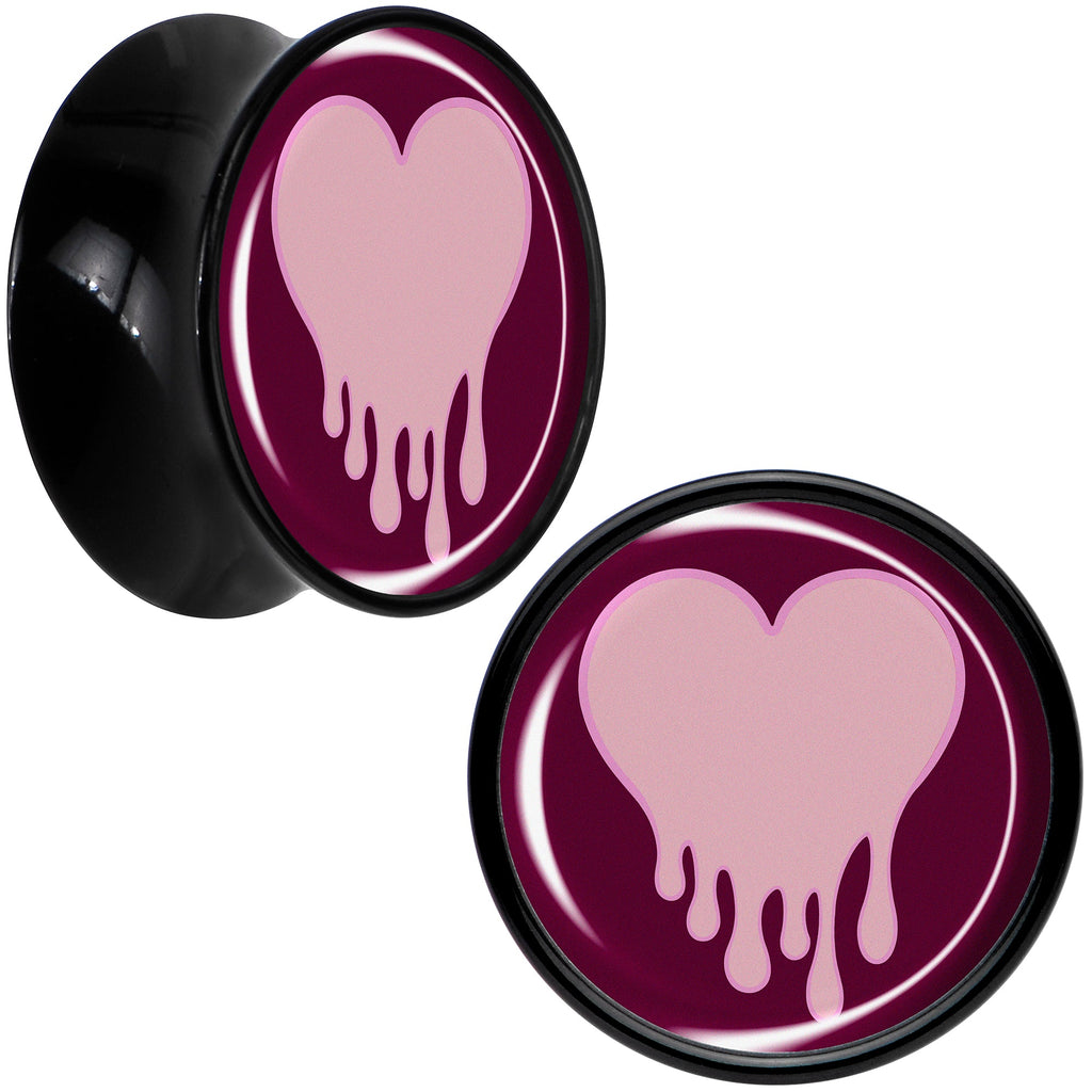 BodyCandy Pinkish Melting Heart Black Acrylic Saddle Plug Set by Onyx O — color detail