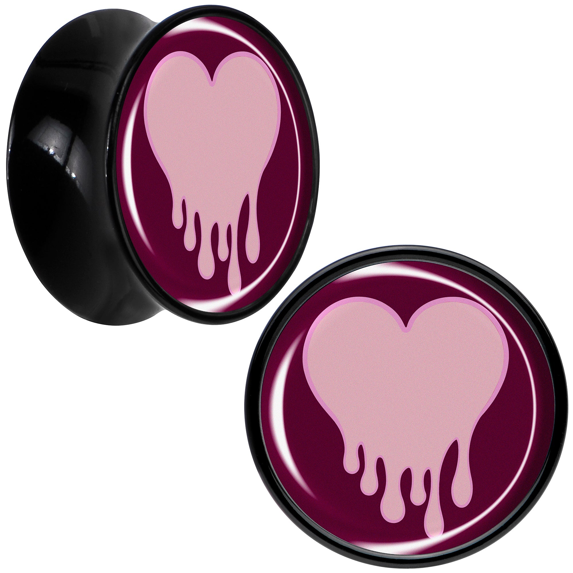 BodyCandy Pinkish Melting Heart Black Acrylic Saddle Plug Set by Onyx O — packaging