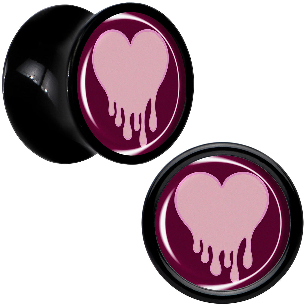 BodyCandy Pinkish Melting Heart Black Acrylic Saddle Plug Set by Onyx O — feature highlight