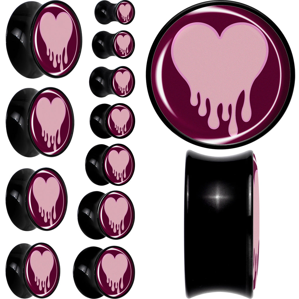 BodyCandy Pinkish Melting Heart Black Acrylic Saddle Plug Set by Onyx O — main product shot