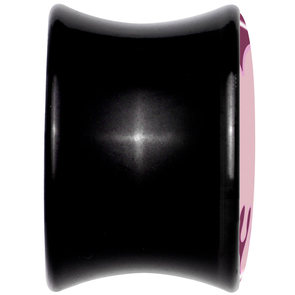 BodyCandy Pinkish Melting Heart Black Acrylic Saddle Plug Set by Onyx O — back view