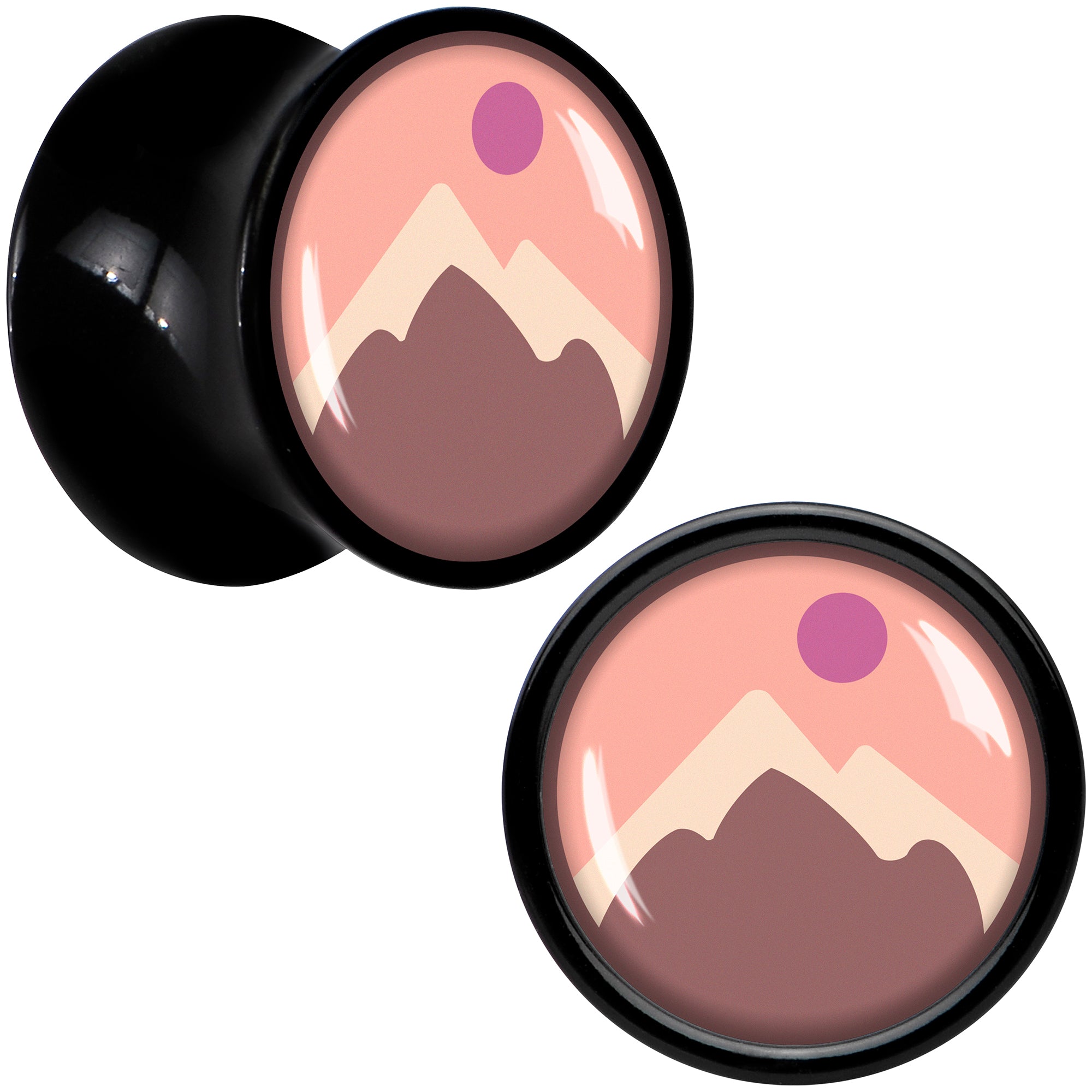 BodyCandy Mountain Sunrise Black Acrylic Saddle Plug Set by Onyx O — side view