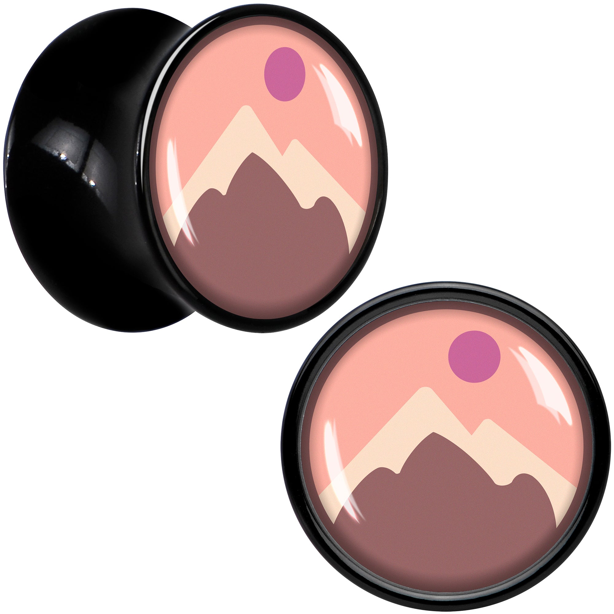 BodyCandy Mountain Sunrise Black Acrylic Saddle Plug Set by Onyx O — back view