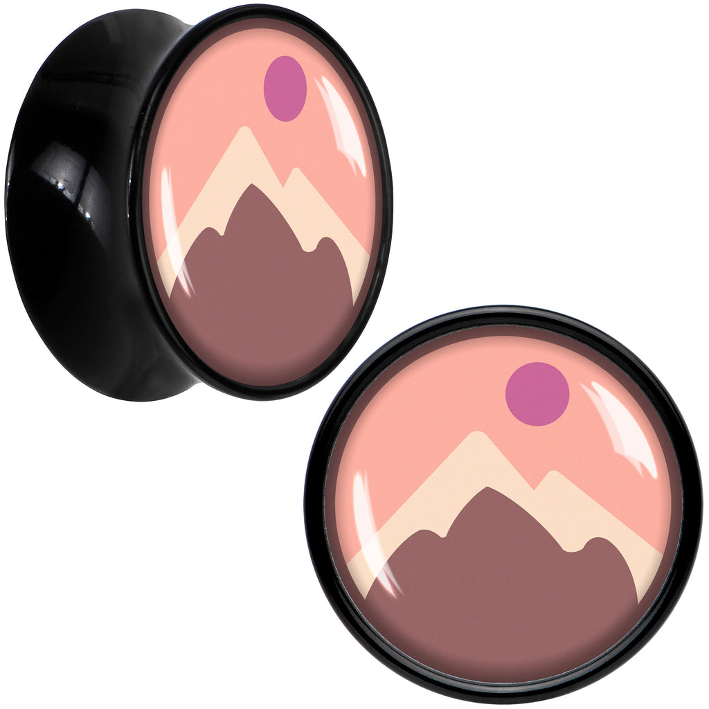 BodyCandy Mountain Sunrise Black Acrylic Saddle Plug Set by Onyx O — in-use photo