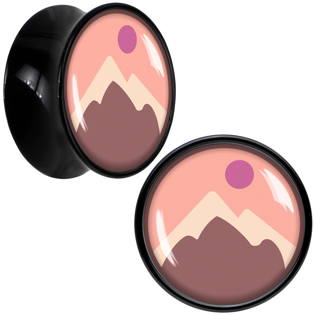 BodyCandy Mountain Sunrise Black Acrylic Saddle Plug Set by Onyx O — size reference