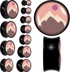 BodyCandy Mountain Sunrise Black Acrylic Saddle Plug Set by Onyx O — main product shot