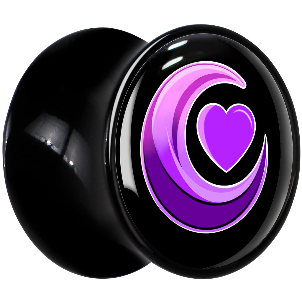BodyCandy 0G Crescent Moon Heart Black Acrylic Saddle Plug Set by Onyx O — lifestyle context