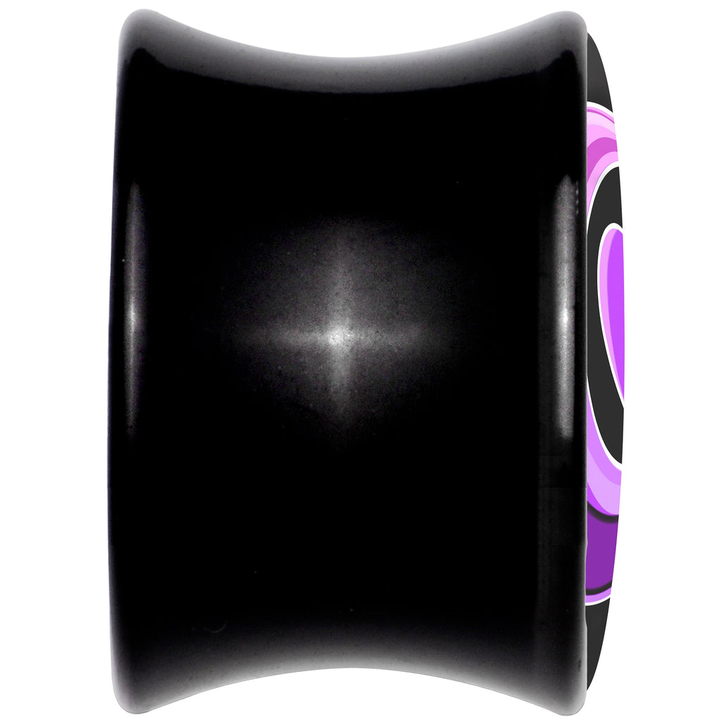 BodyCandy 0G Crescent Moon Heart Black Acrylic Saddle Plug Set by Onyx O — back view