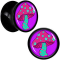 BodyCandy Black Acrylic Funky Floral Mushroom Double Flare Plug Set by Onyx O — alternative angle