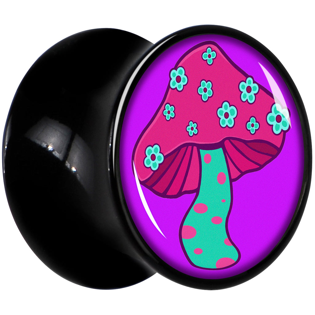 BodyCandy Black Acrylic Funky Floral Mushroom Double Flare Plug Set by Onyx O — lifestyle context