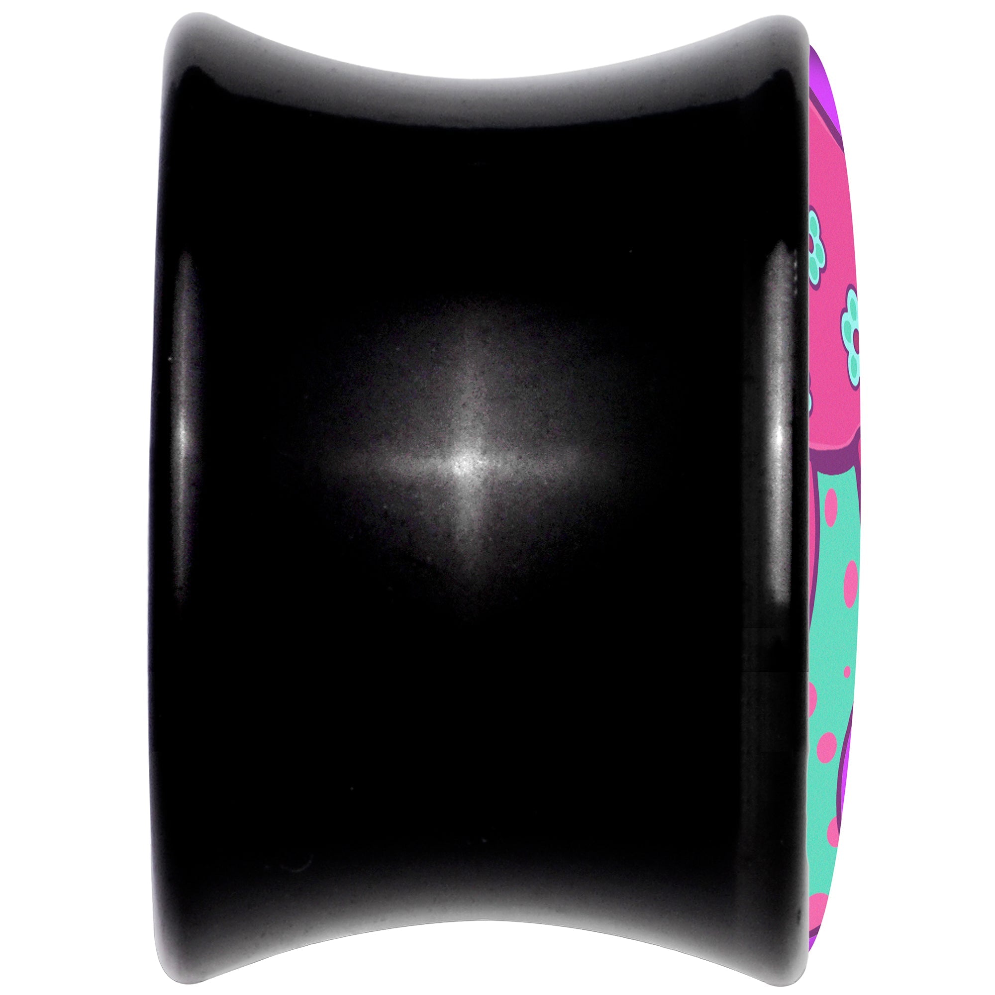 BodyCandy Black Acrylic Funky Floral Mushroom Double Flare Plug Set by Onyx O — back view