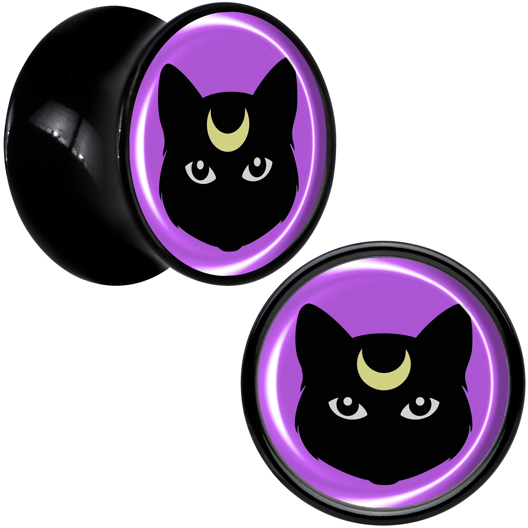 BodyCandy Black Mystic Kitty Cat Black Acrylic Saddle Plug Set by Onyx O — size reference
