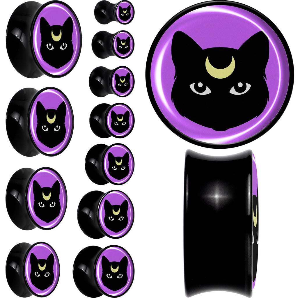 BodyCandy Black Mystic Kitty Cat Black Acrylic Saddle Plug Set by Onyx O — main product shot