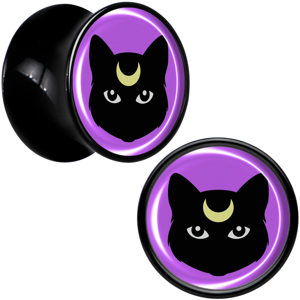 BodyCandy Black Mystic Kitty Cat Black Acrylic Saddle Plug Set by Onyx O — detail close-up