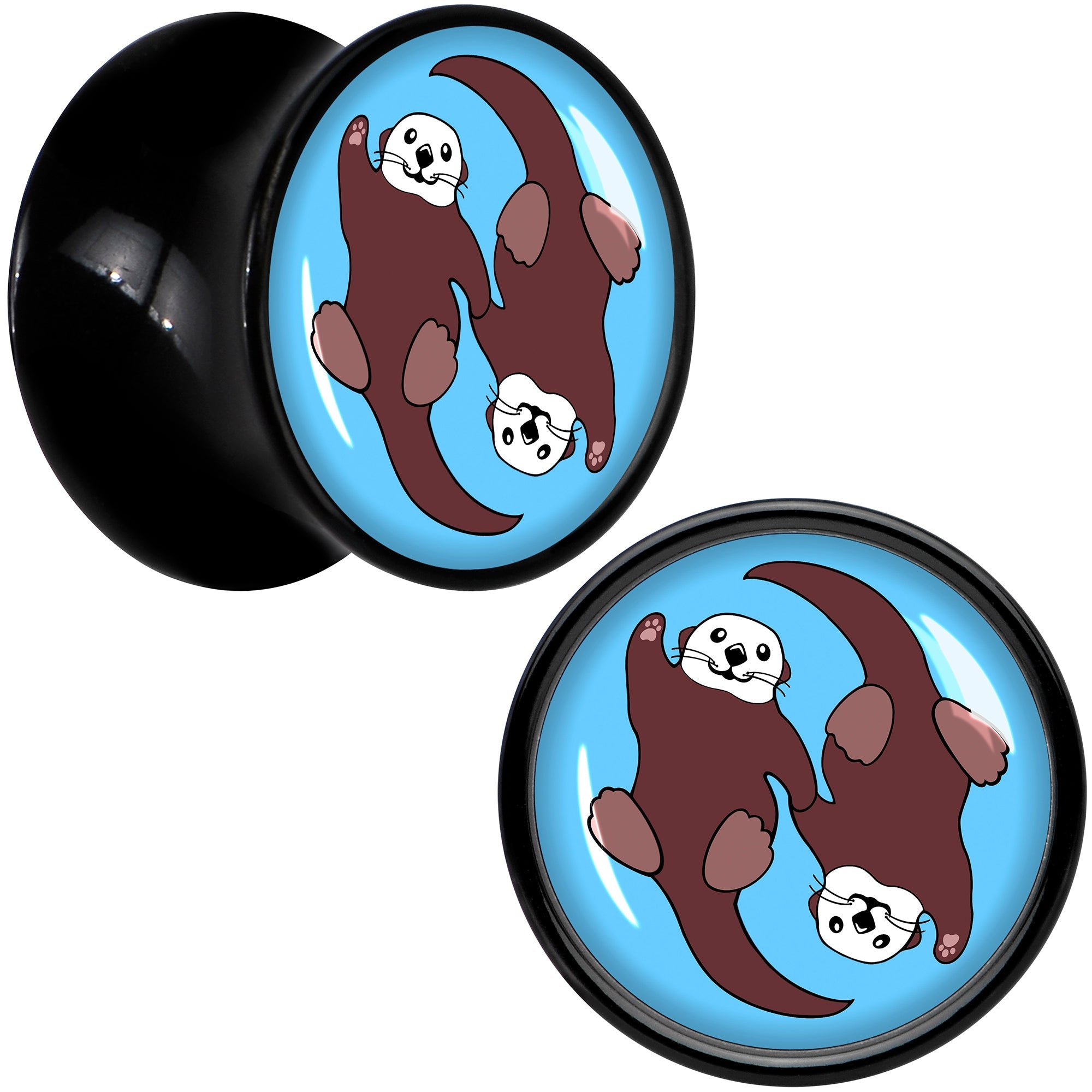 BodyCandy Oh My Otters Animal Black Acrylic Saddle Plug Set by Onyx O — alternative angle