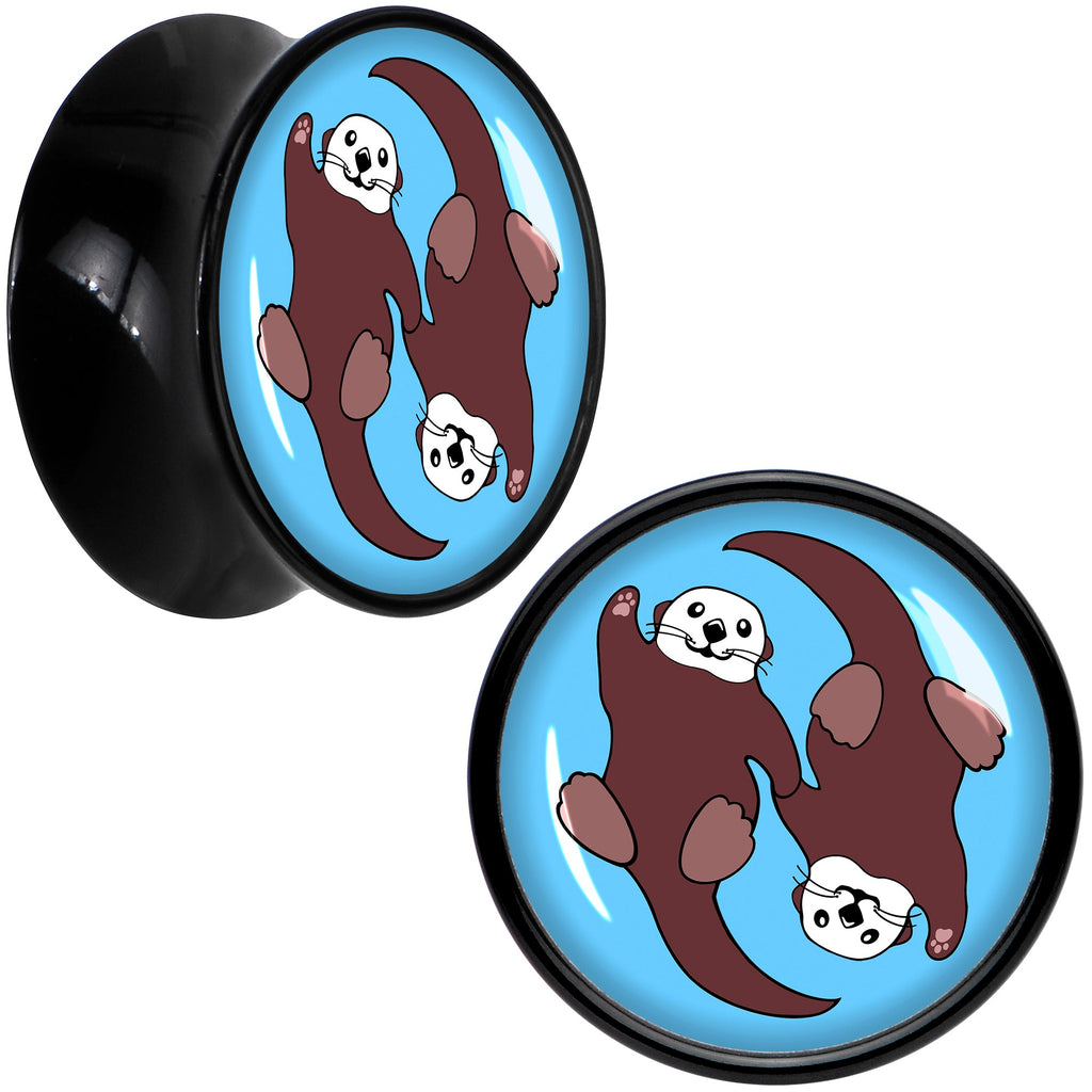 BodyCandy Oh My Otters Animal Black Acrylic Saddle Plug Set by Onyx O — in-use photo