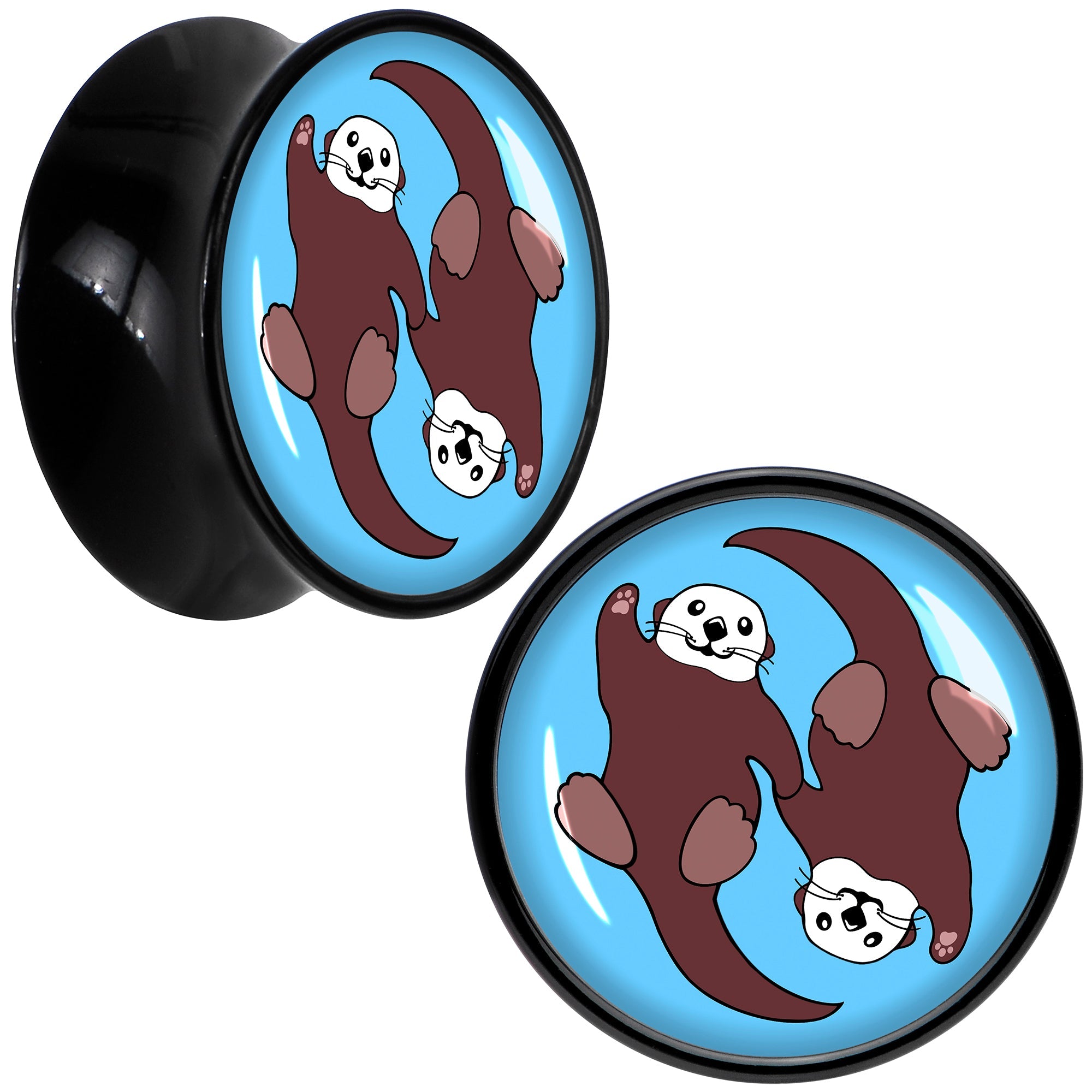 BodyCandy Oh My Otters Animal Black Acrylic Saddle Plug Set by Onyx O — size reference