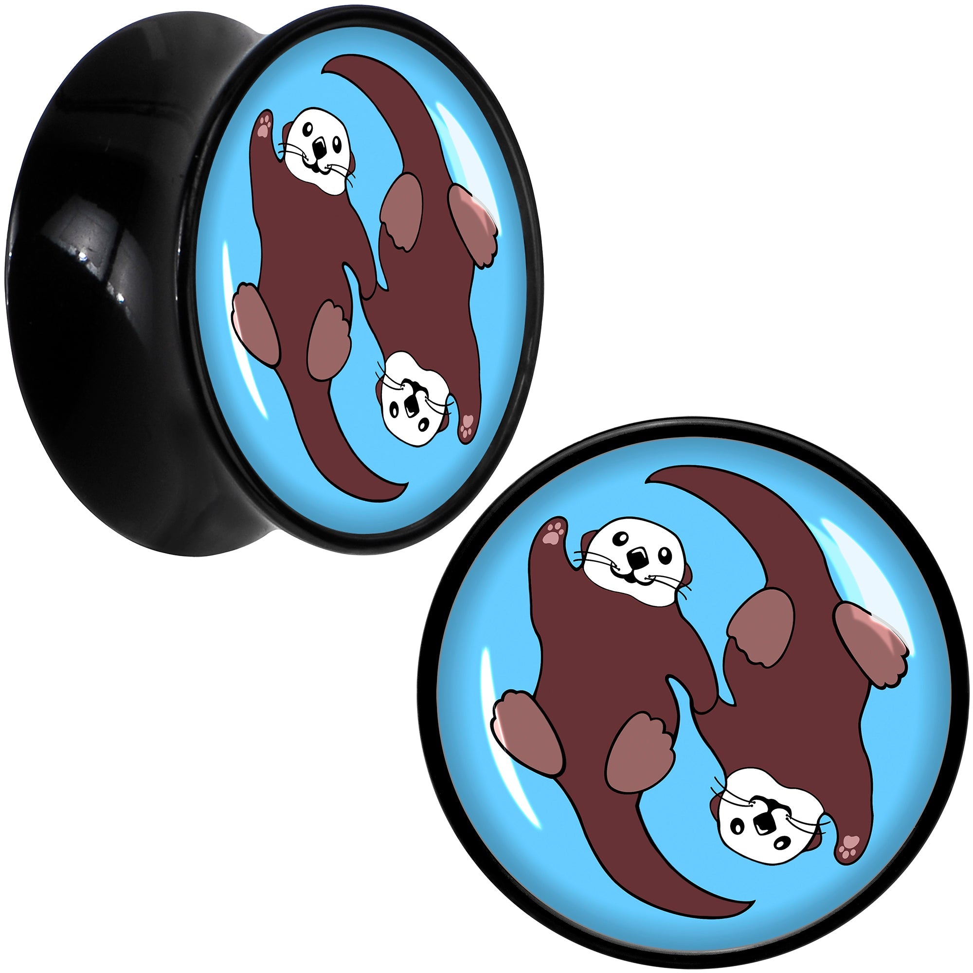BodyCandy Oh My Otters Animal Black Acrylic Saddle Plug Set by Onyx O — color detail
