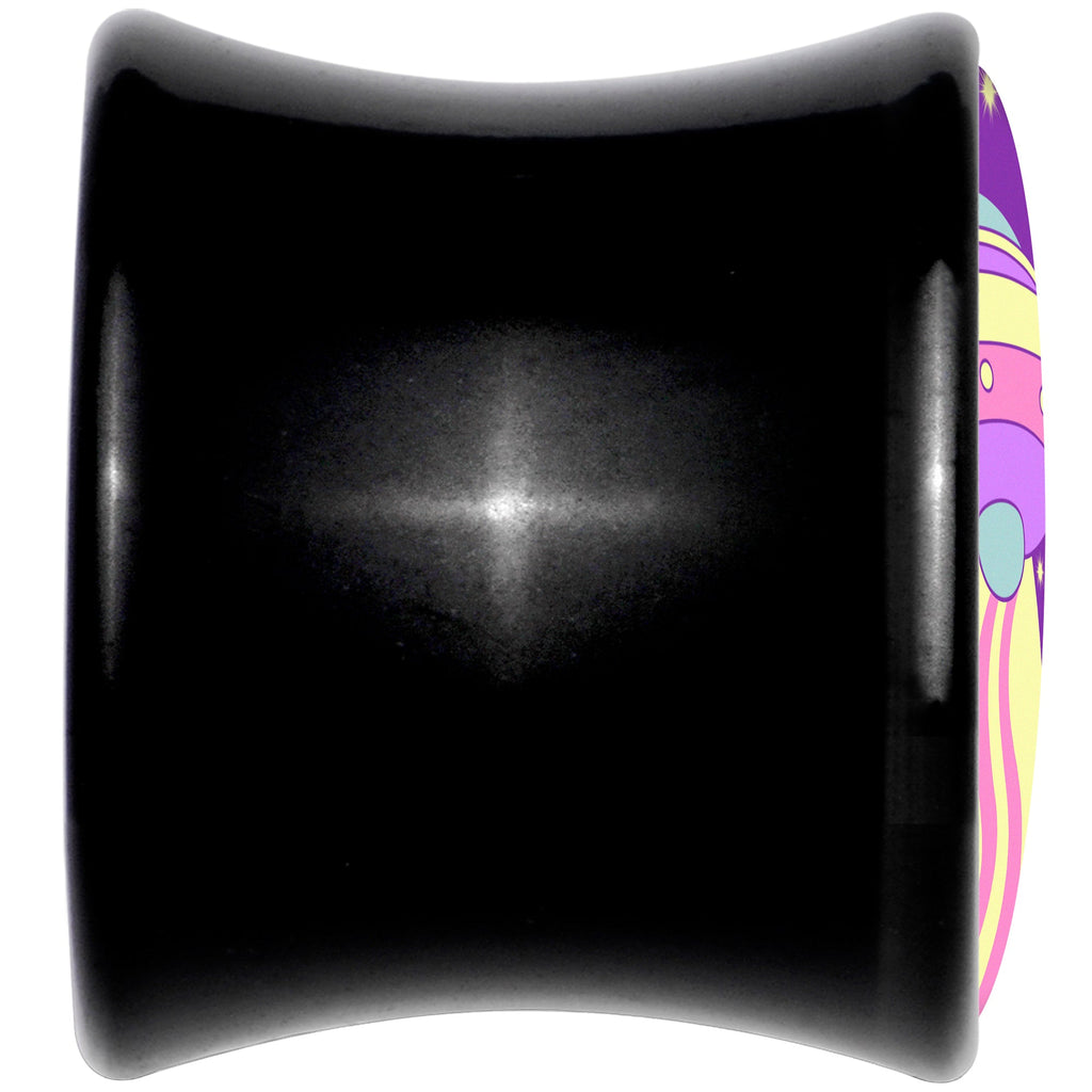 BodyCandy Style Space Invasion UFO Black Acrylic Saddle Plug Set by Onyx O — detail close-up