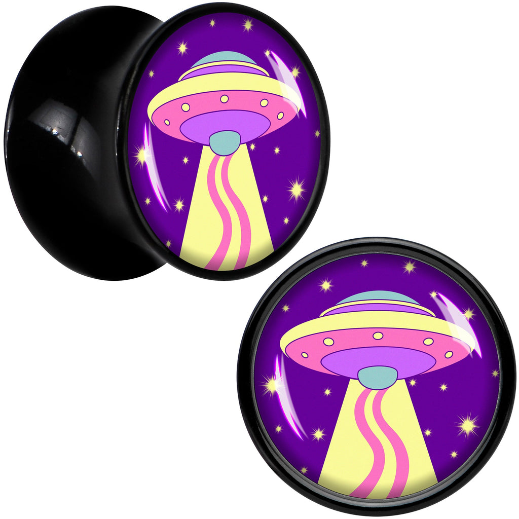 BodyCandy Style Space Invasion UFO Black Acrylic Saddle Plug Set by Onyx O — alternative angle