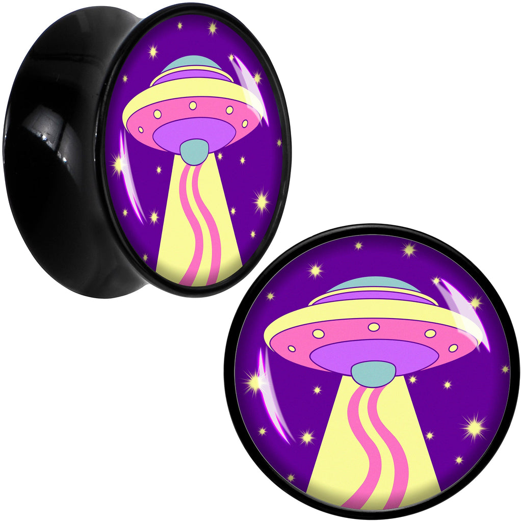 BodyCandy Style Space Invasion UFO Black Acrylic Saddle Plug Set by Onyx O — color detail