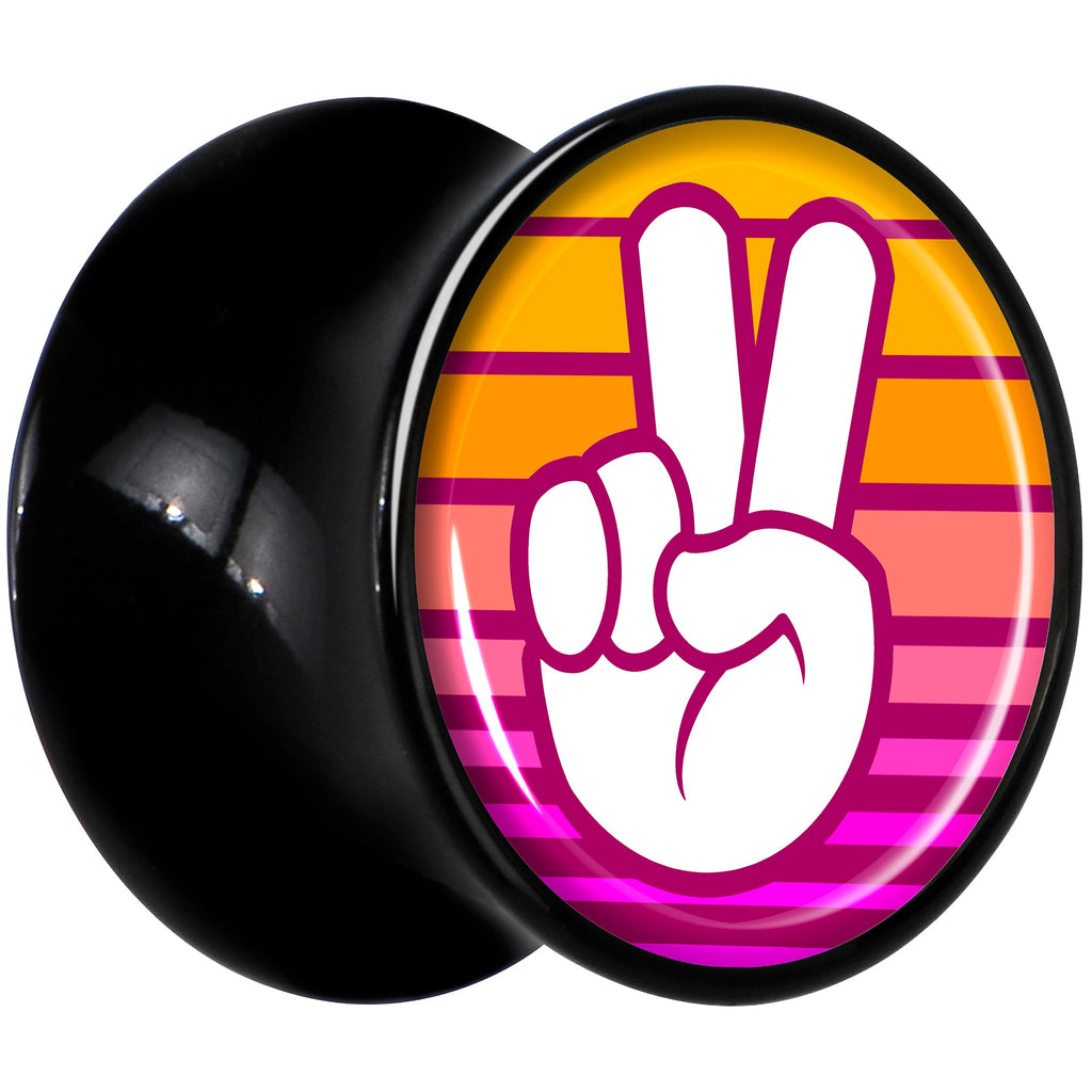 BodyCandy Black Acrylic Retro Peace Fingers Double Flare Plug Set by Onyx O — lifestyle context