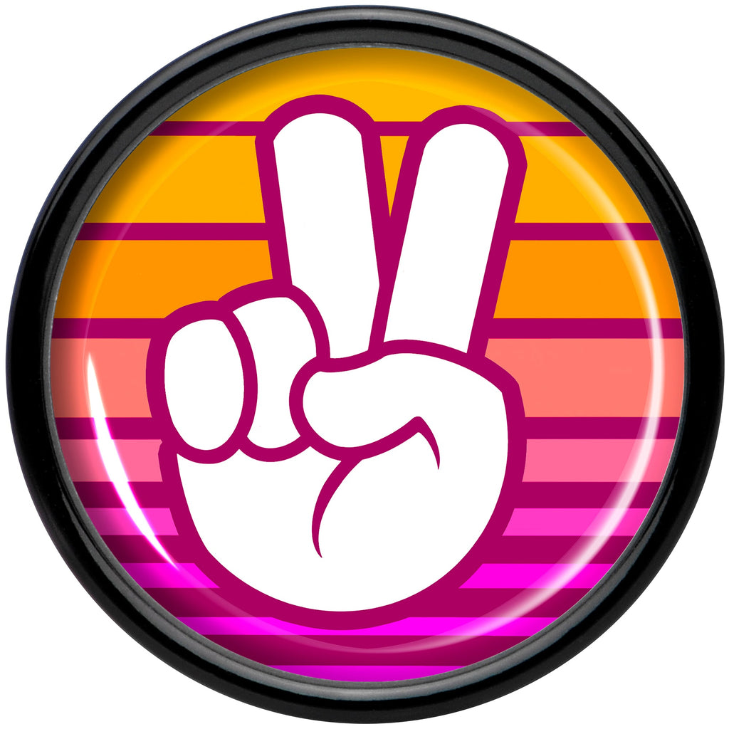 BodyCandy Black Acrylic Retro Peace Fingers Double Flare Plug Set by Onyx O — side view
