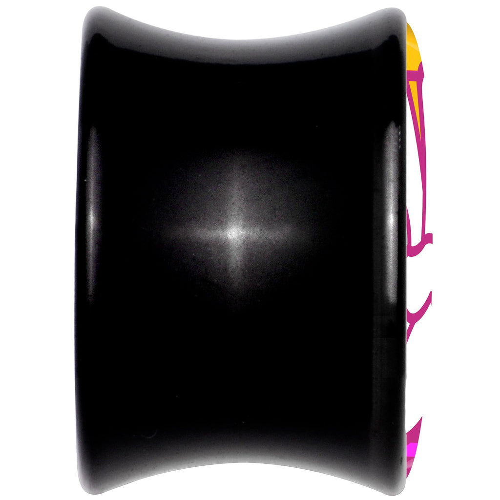 BodyCandy Black Acrylic Retro Peace Fingers Double Flare Plug Set by Onyx O — back view