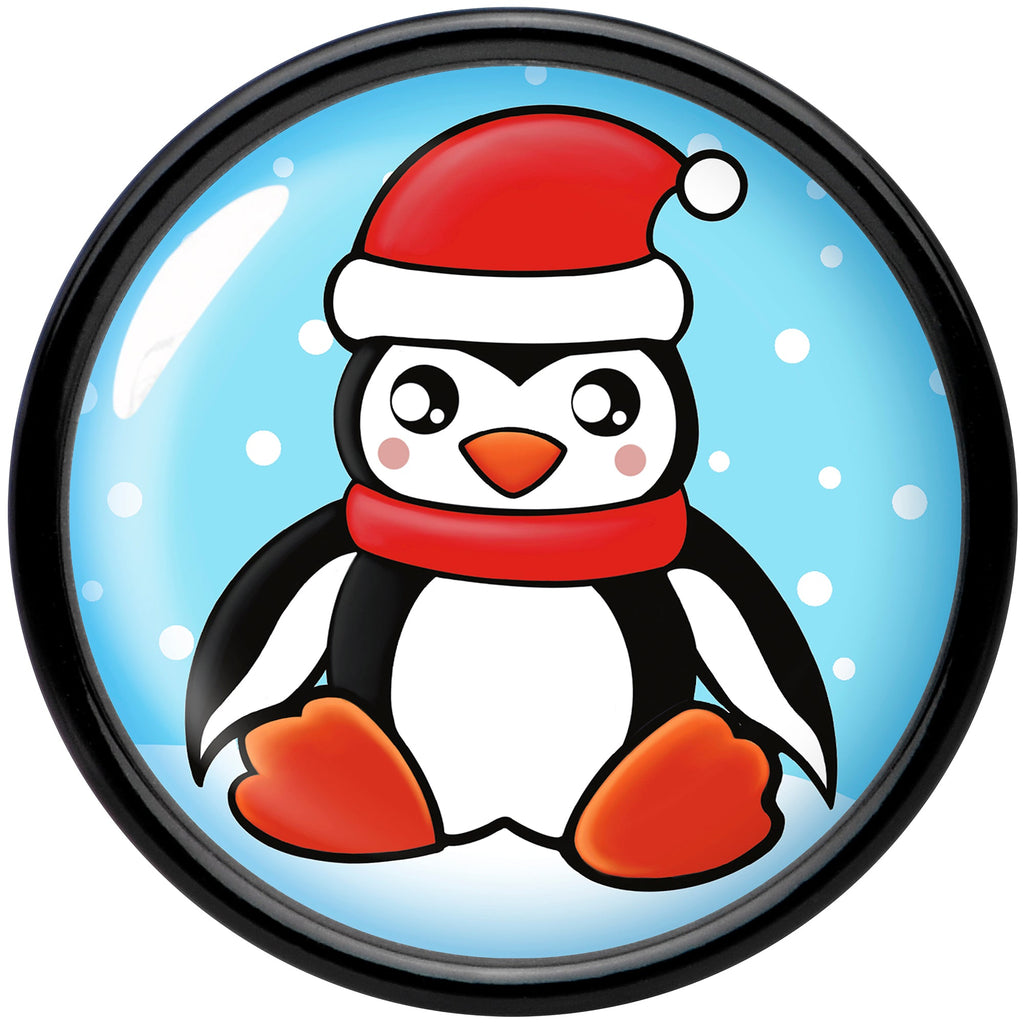 BodyCandy Black Acrylic Snowfall Holiday Penguin Double Flare Plug Set by Onyx O — side view