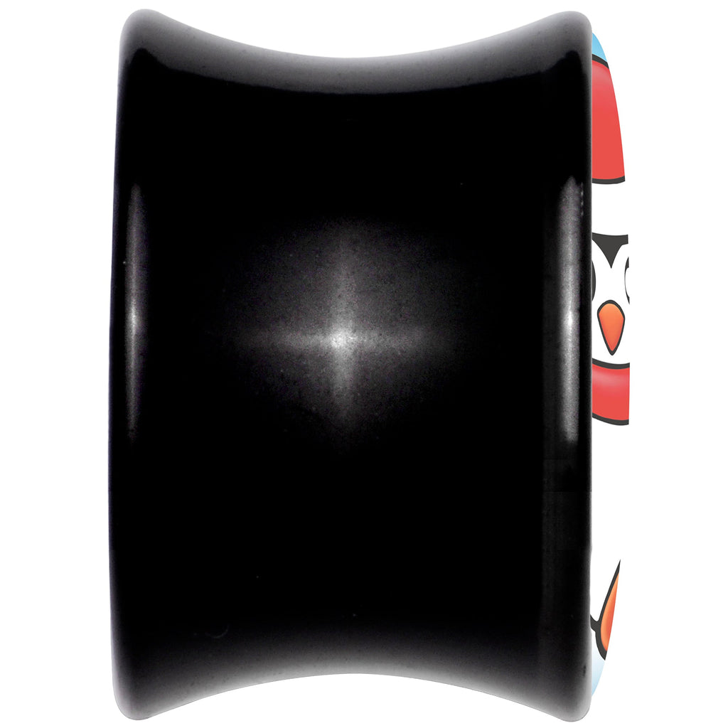 BodyCandy Black Acrylic Snowfall Holiday Penguin Double Flare Plug Set by Onyx O — back view