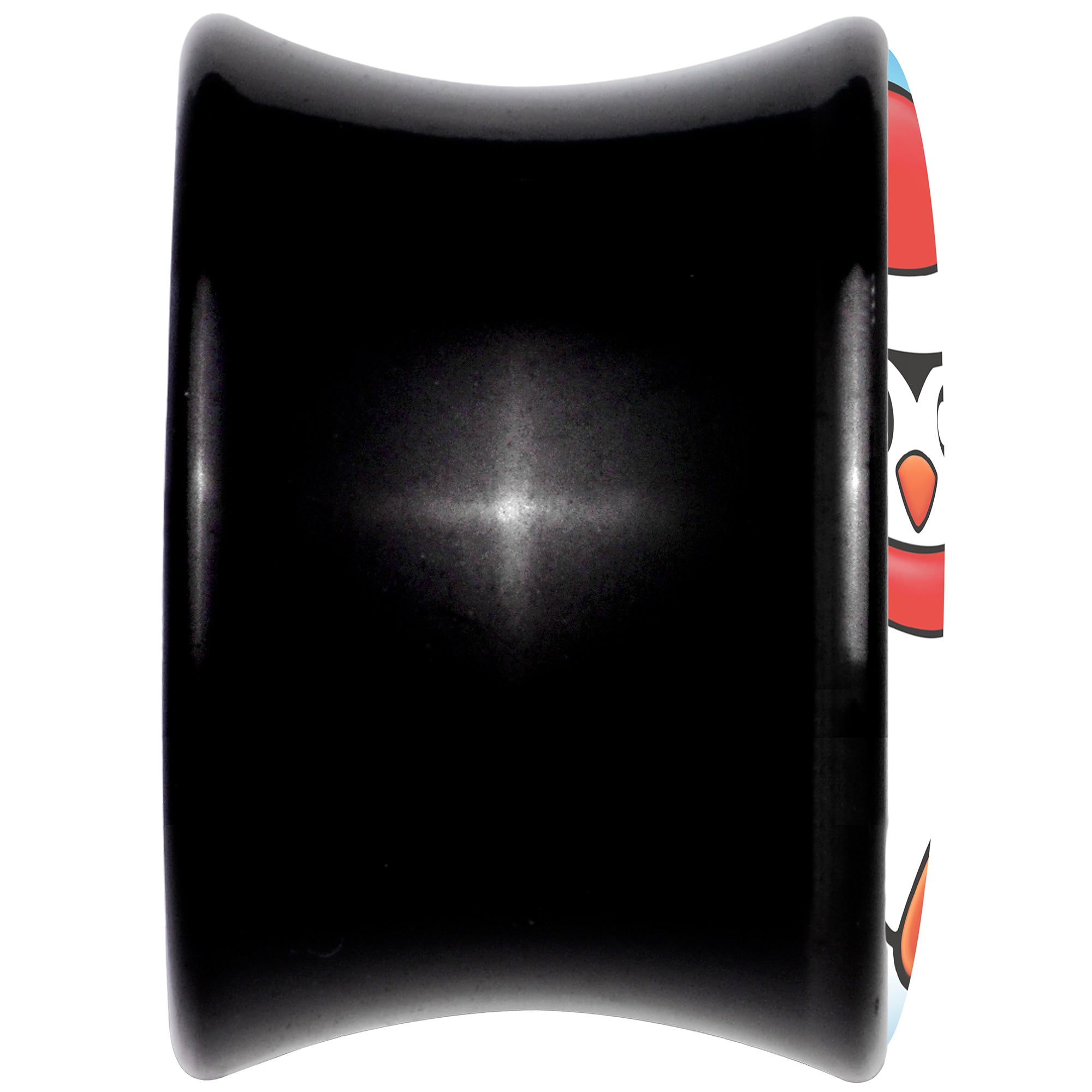 BodyCandy Black Acrylic Snowfall Holiday Penguin Double Flare Plug Set by Onyx O — back view