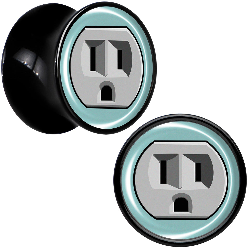 BodyCandy 0G Frowning Plug OutletBlack Acrylic Saddle Plug Set by Onyx O — detail close-up