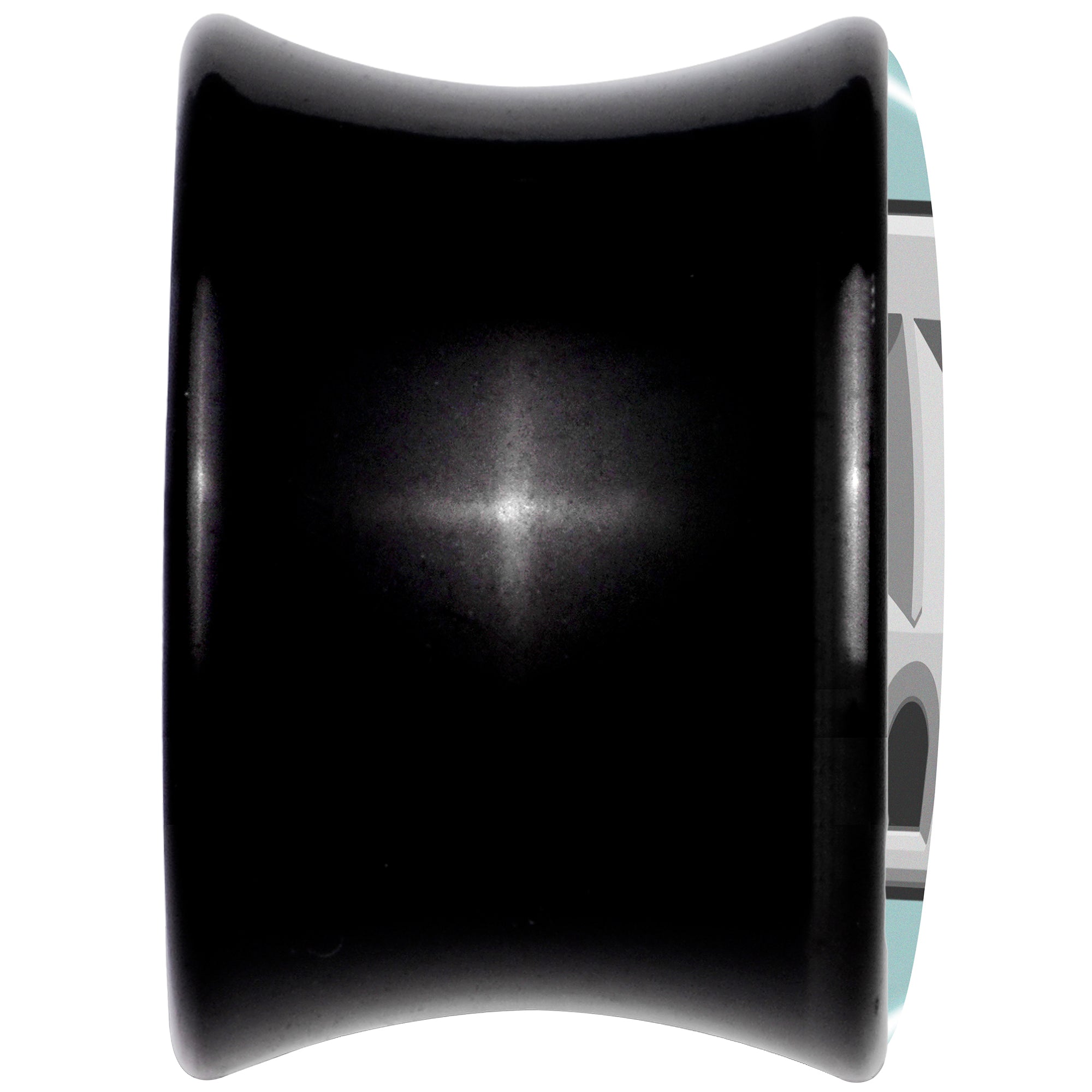 BodyCandy 0G Frowning Plug OutletBlack Acrylic Saddle Plug Set by Onyx O — back view