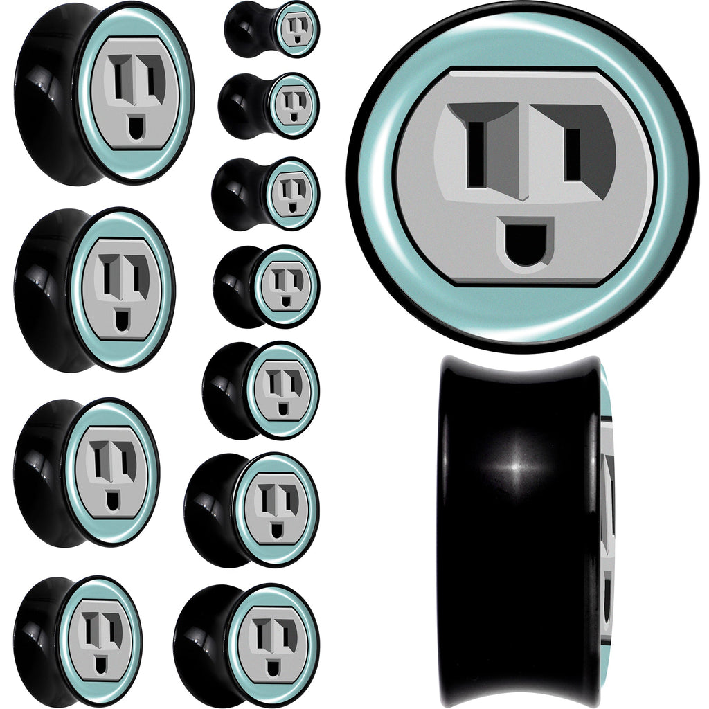BodyCandy 0G Smiling Plug Outlet Black Acrylic Saddle Plug Set by Onyx O — main product shot