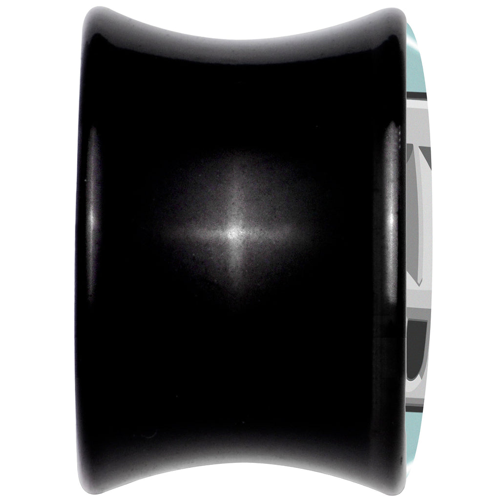 BodyCandy 0G Smiling Plug Outlet Black Acrylic Saddle Plug Set by Onyx O — back view
