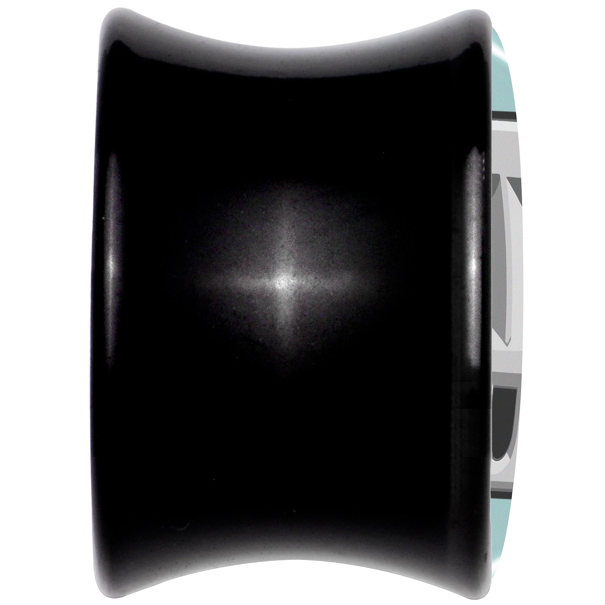 BodyCandy 0G Smiling Plug Outlet Black Acrylic Saddle Plug Set by Onyx O — back view