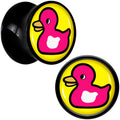 BodyCandy Black Acrylic Pink Ducky Double Flare Plug Set by Onyx O — alternative angle