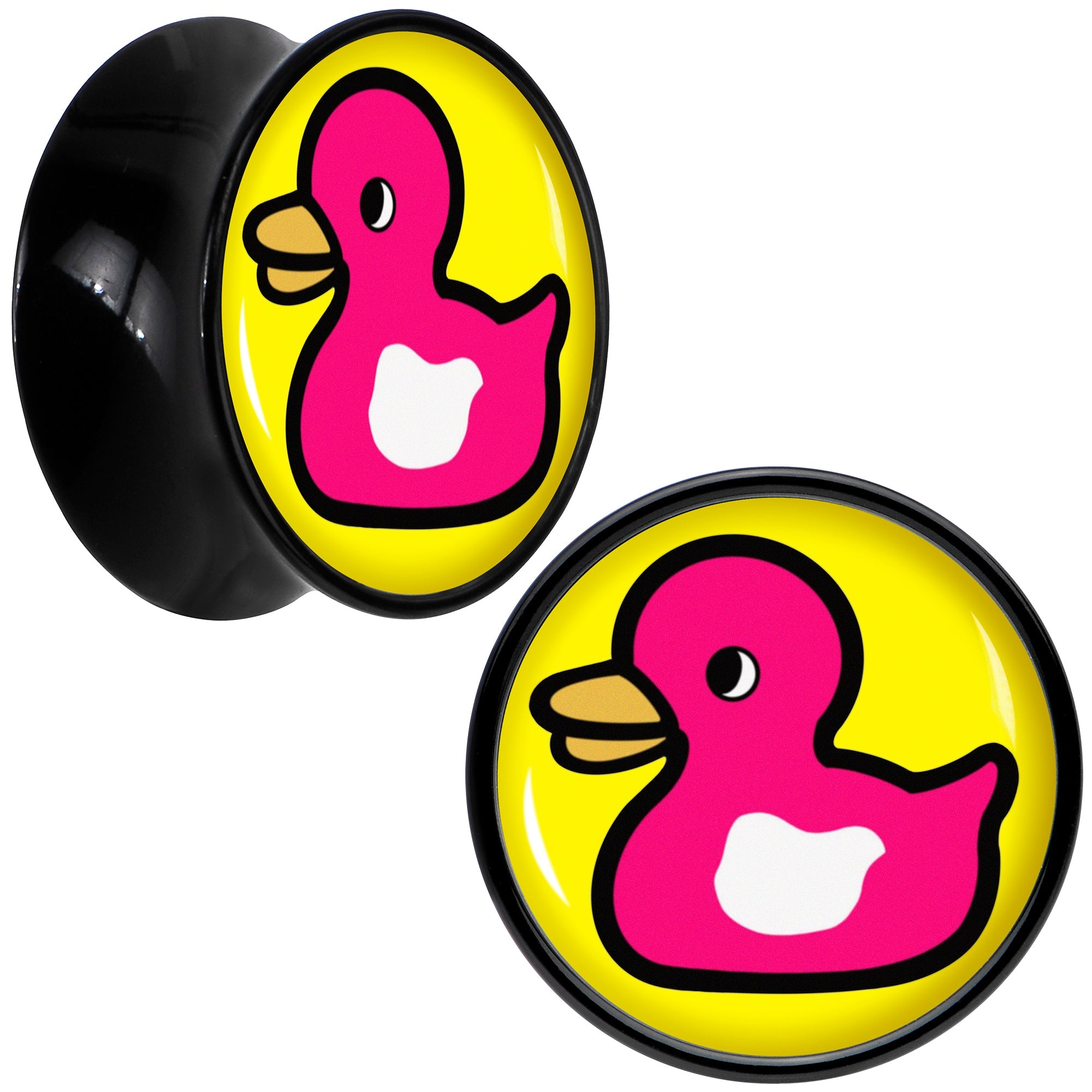 BodyCandy Black Acrylic Pink Ducky Double Flare Plug Set by Onyx O — packaging