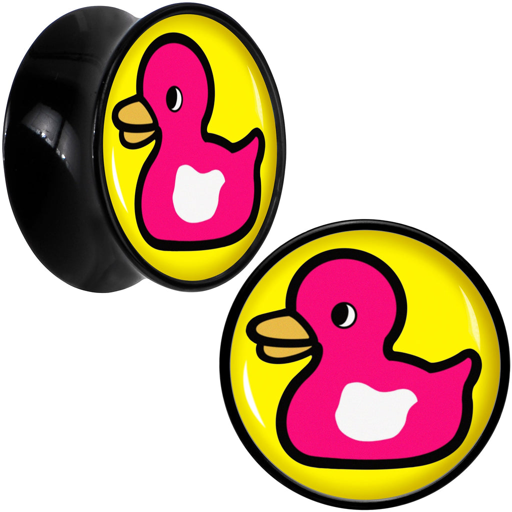 BodyCandy Black Acrylic Pink Ducky Double Flare Plug Set by Onyx O — comparison shot