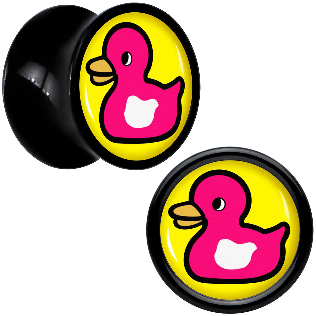 BodyCandy Black Acrylic Pink Ducky Double Flare Plug Set by Onyx O — feature highlight