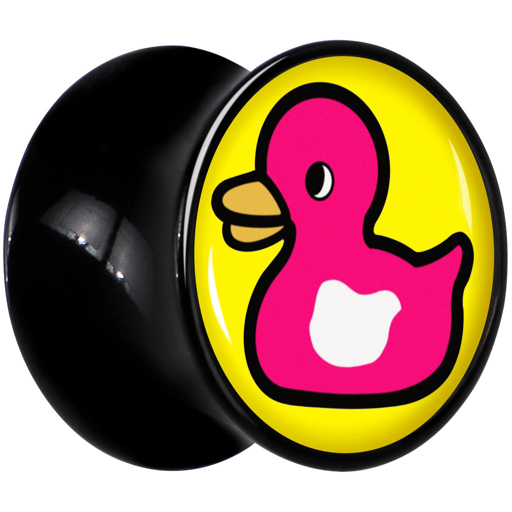 BodyCandy Black Acrylic Pink Ducky Double Flare Plug Set by Onyx O — lifestyle context