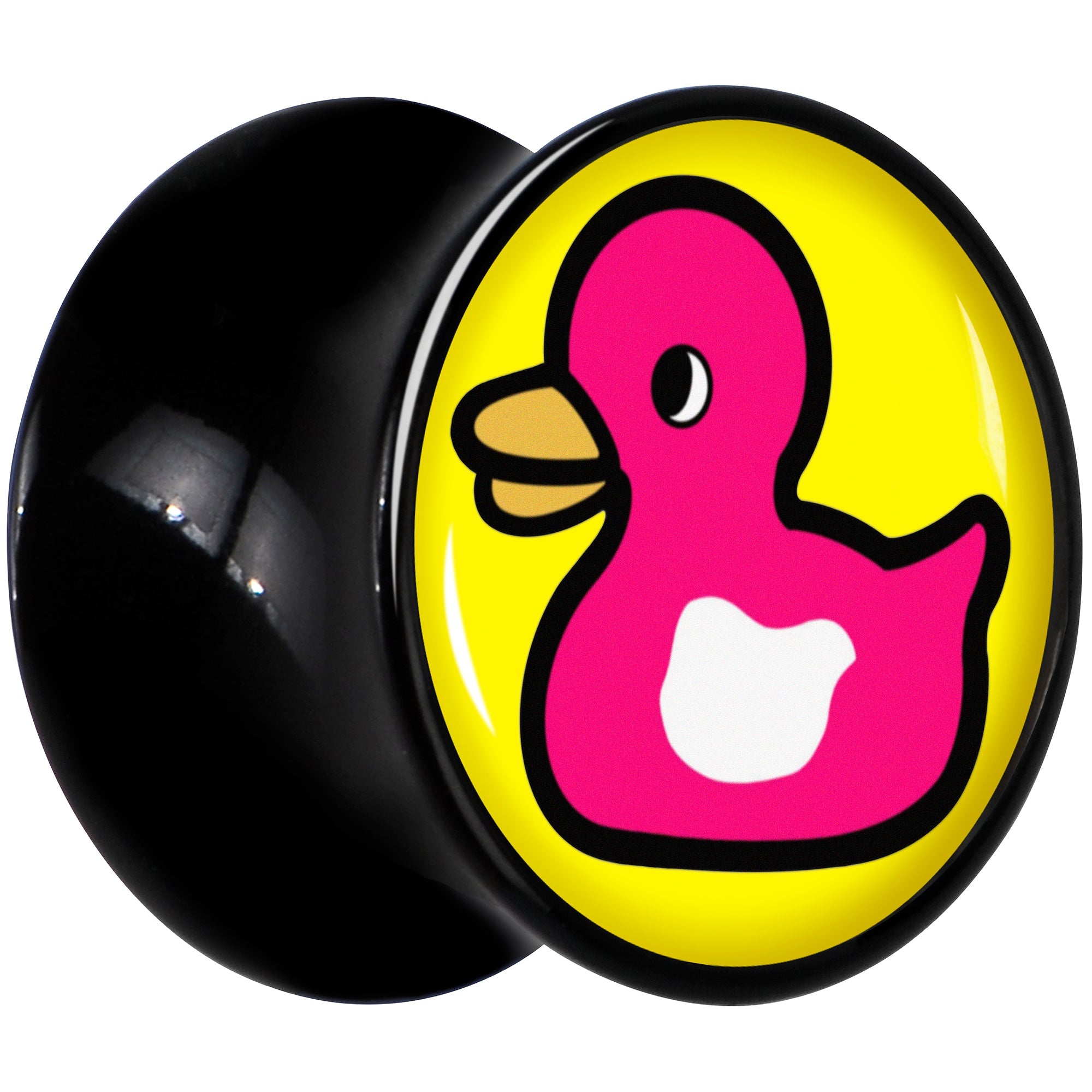 BodyCandy Black Acrylic Pink Ducky Double Flare Plug Set by Onyx O — lifestyle context