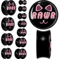 BodyCandy 0G RAWR Kitty Cat Black Acrylic Saddle Plug Set by Onyx O — main product shot
