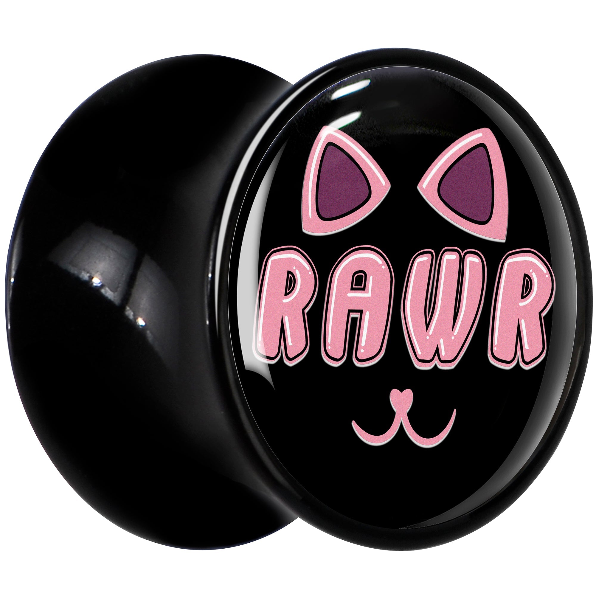 BodyCandy 0G RAWR Kitty Cat Black Acrylic Saddle Plug Set by Onyx O — lifestyle context