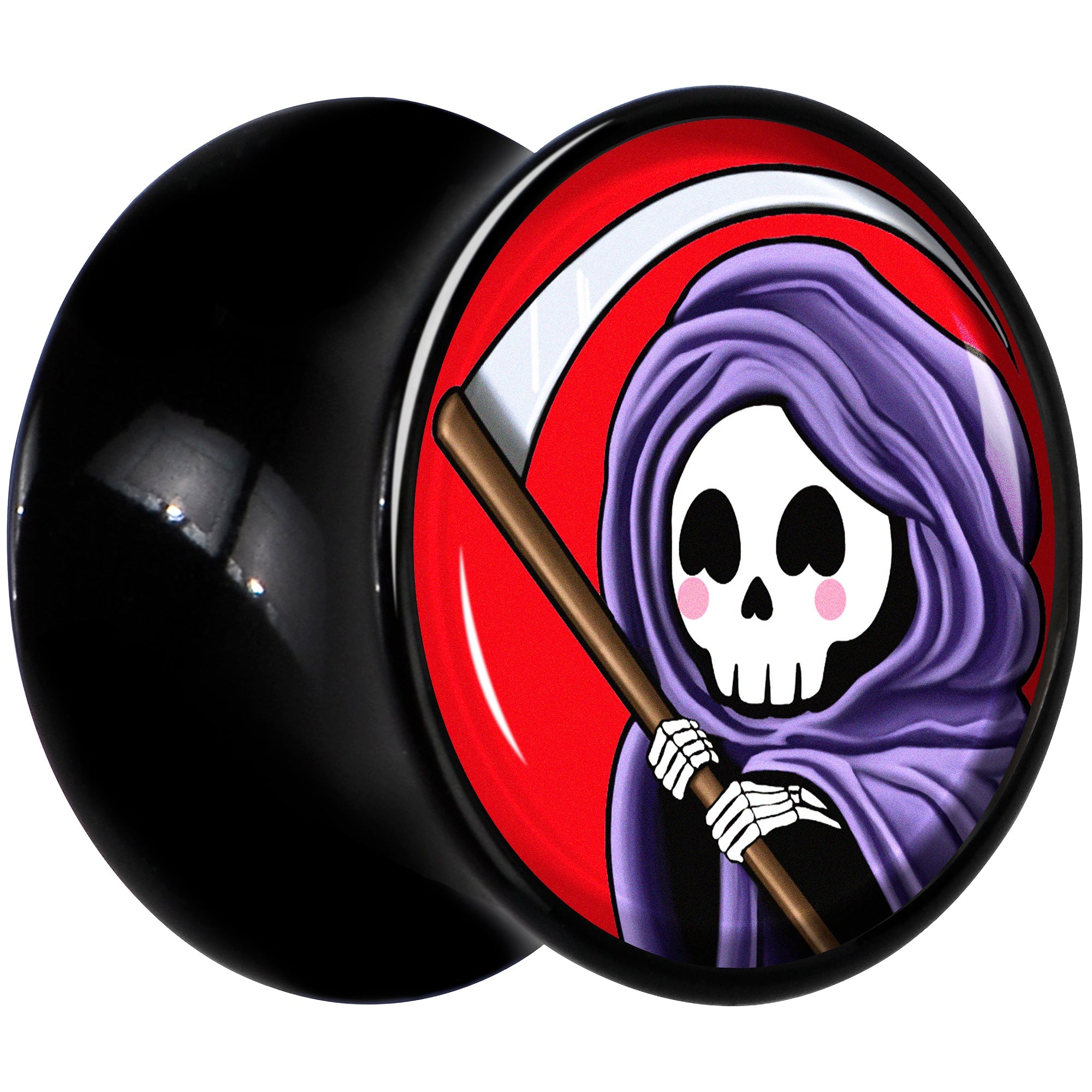 BodyCandy Black Acrylic Grim Reaper Double Flare Plug Set by Onyx O — lifestyle context